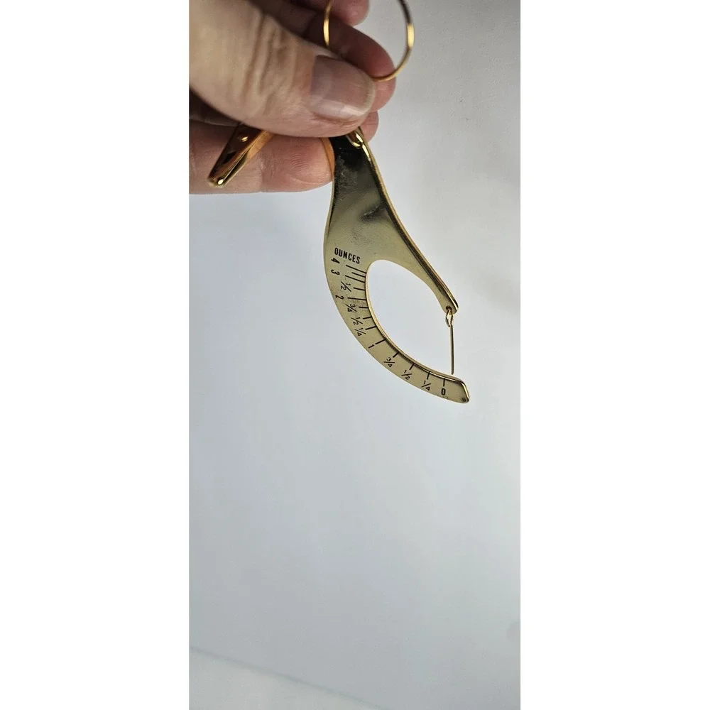Vintage Brass Pocket Scale Keychain‎ Fish Scale 0-90g 0-4oz w/ Leather Case